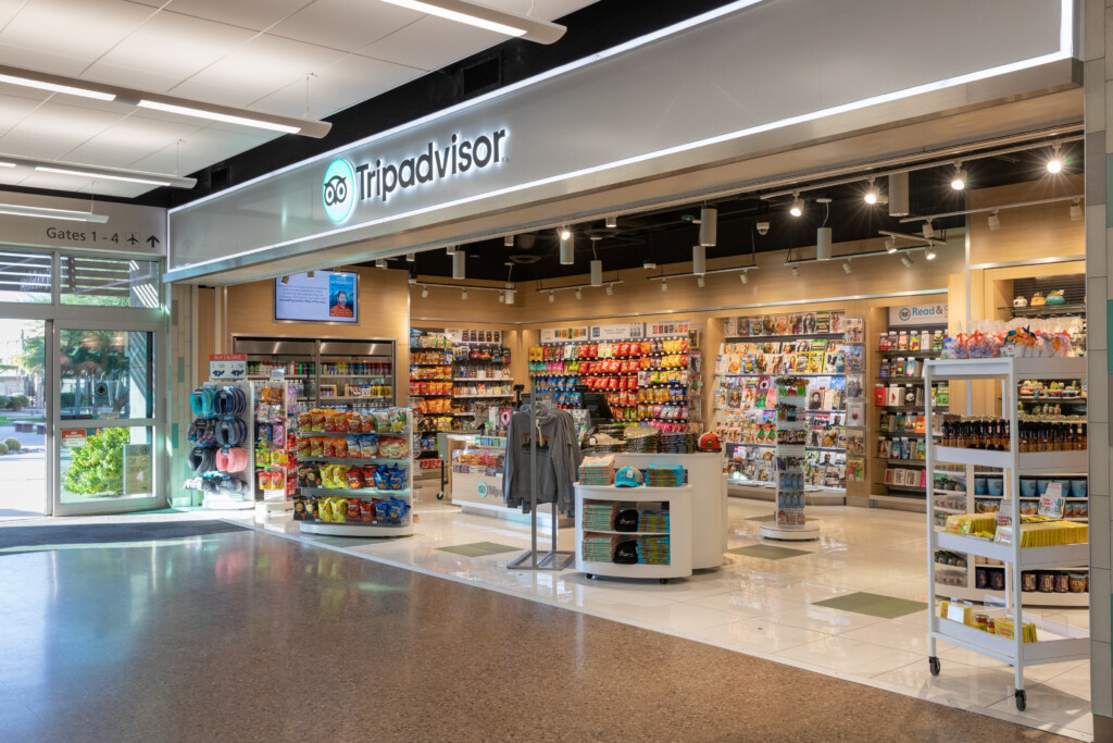 Storefront of the Tripadvisor shop in the concourse