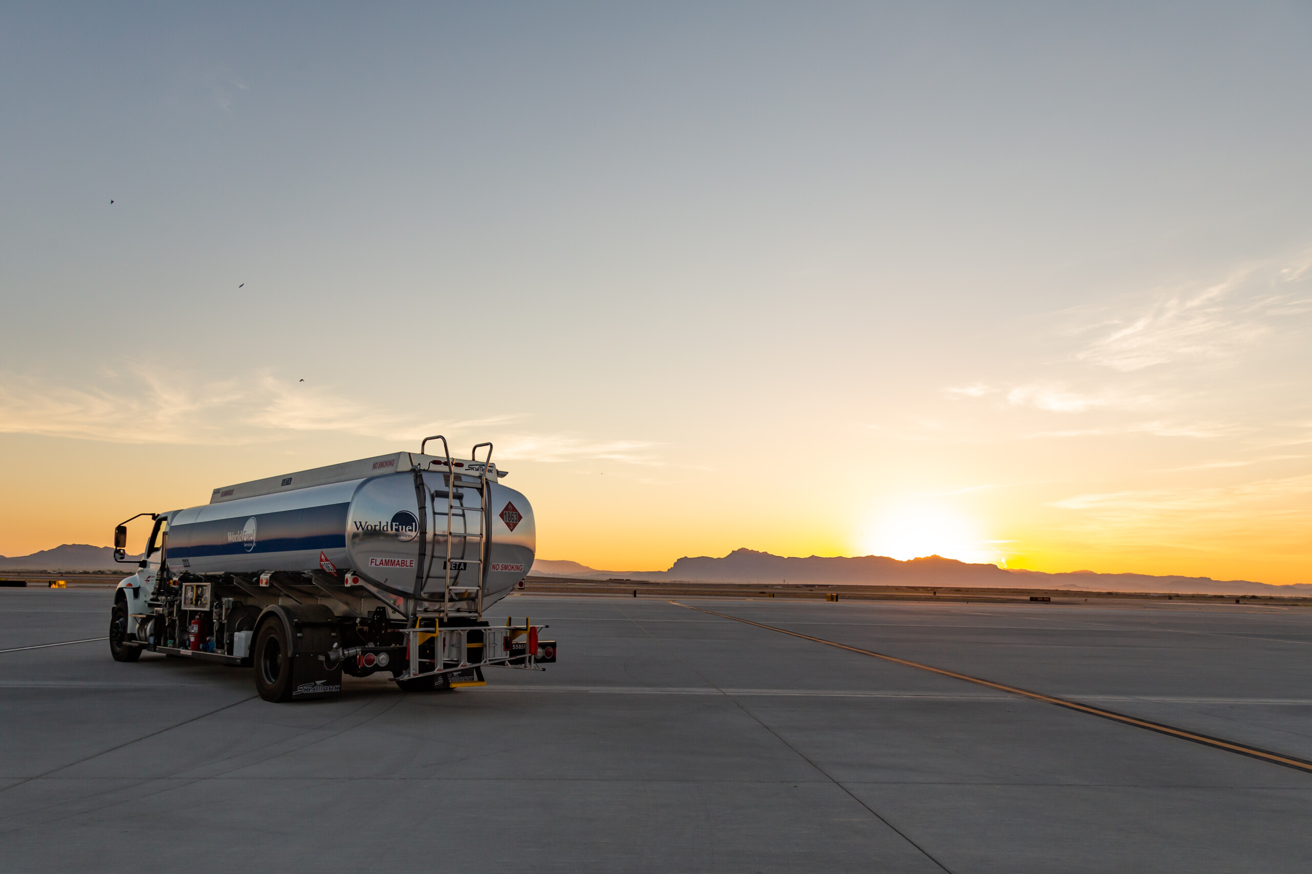 Fuel truck on the ramp at sunrise
