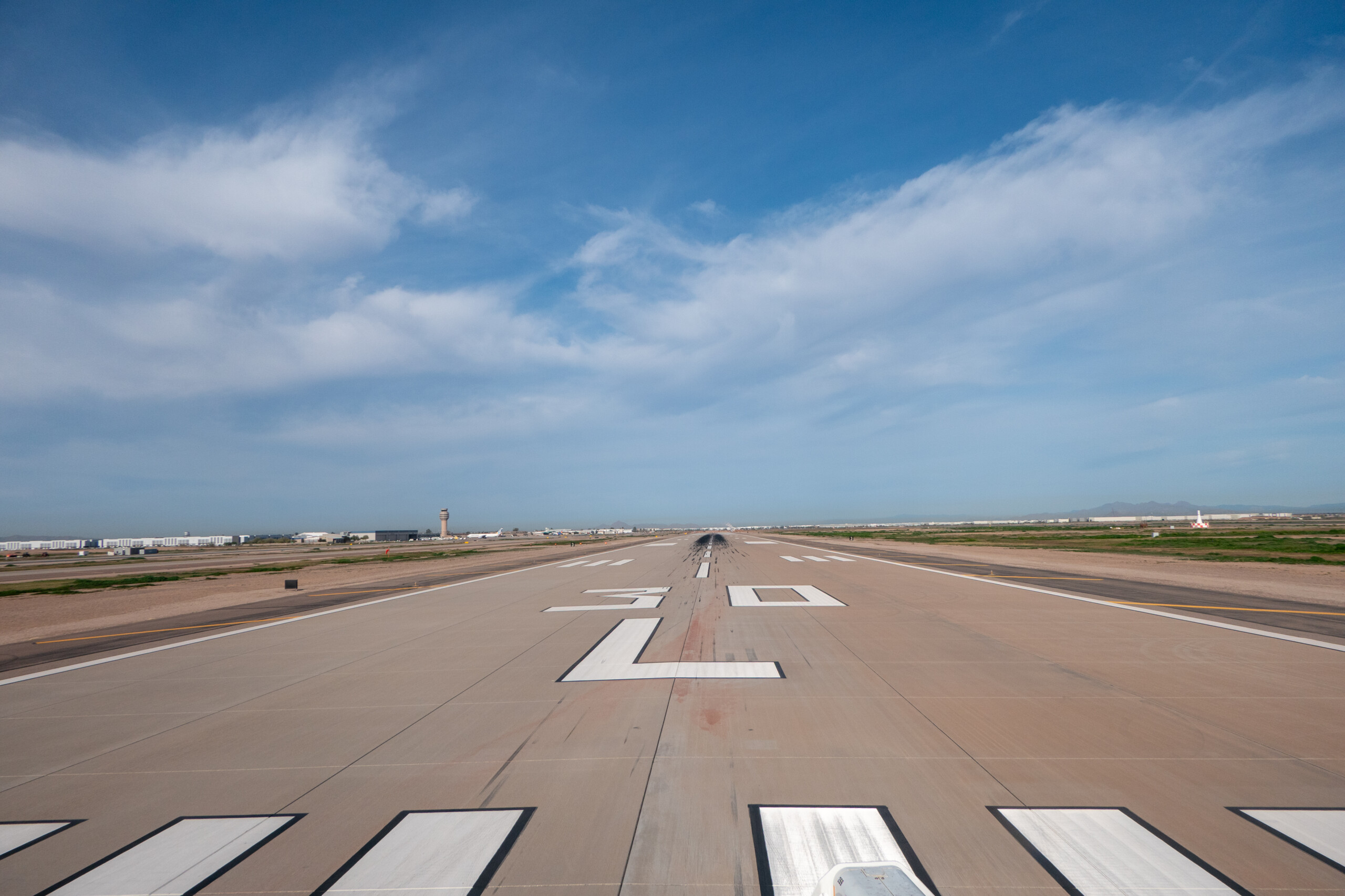 Looking down runway 30L at Mesa Gateway Airport